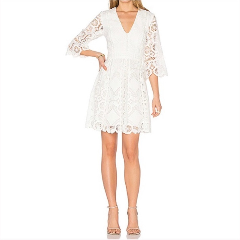 Alexis v neck crochet lace Webb mini dress